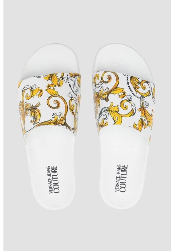 Versace Jeans Couture - VERSACE JEANS COUTURE Białe klapki Fondo Slide DIS. SQ4, Rozmiar 45. Kolor: biały