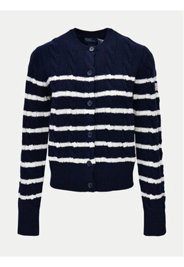 Polo Ralph Lauren Kardigan 211947909001 Granatowy Regular Fit. Typ kołnierza: polo. Kolor: niebieski. Materiał: wełna