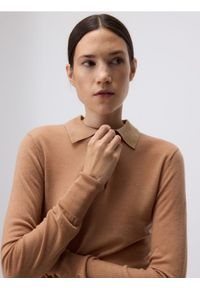 Reserved - Wełniana bluzka - brązowy. Kolor: brązowy. Materiał: wełna. Wzór: gładki