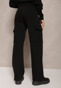 Renee - Czarne Szerokie Jeansy z Bawełny High Waist w Stylu Bojówek Niaroa. Stan: podwyższony. Kolor: czarny. Styl: retro #5