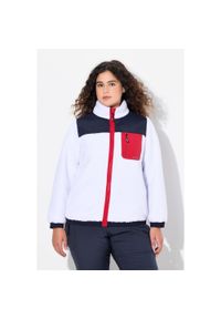 ULLA POPKEN - Damskie Kurtka z pluszowego polaru naszywka stójka. Typ kołnierza: kołnierzyk stójkowy. Kolekcja: plus size. Kolor: biały. Materiał: poliester, materiał. Wzór: aplikacja #1