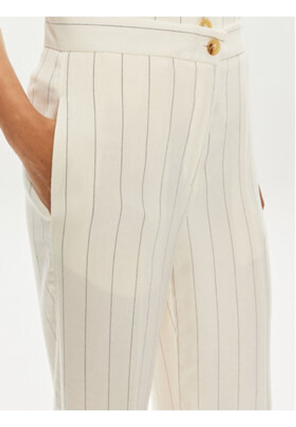 ViCOLO Spodnie materiałowe TB2344 Écru Regular Fit. Materiał: len, wiskoza