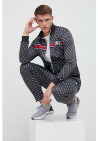 Guess bluza męska kolor czarny wzorzysta. Kolor: czarny. Materiał: dzianina. Wzór: aplikacja #2