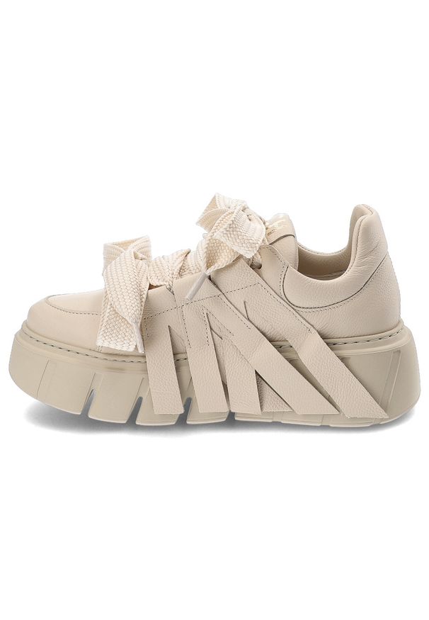 CheBello - Beżowe Sneakersy Chebello Modne Obuwie Damskie. Zapięcie: pasek. Kolor: beżowy. Materiał: materiał. Styl: elegancki