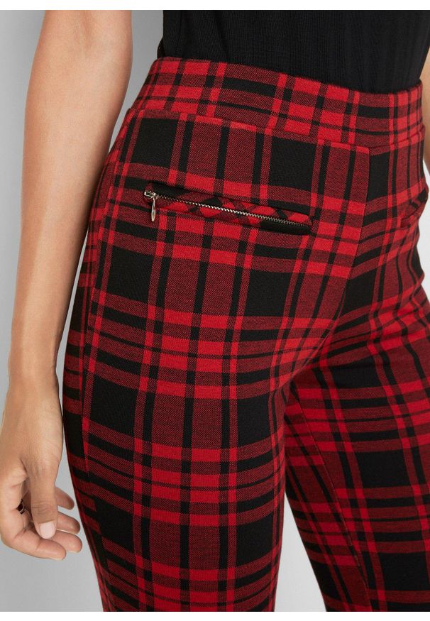 bonprix - Spodnie z dżerseju. Kolor: czerwony. Materiał: jersey. Styl: klasyczny