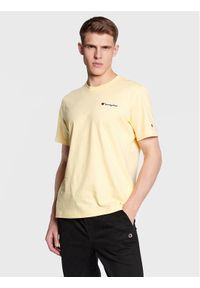 Champion T-Shirt Small Script Logo Embroidery 218006 Żółty Regular Fit. Kolor: żółty. Materiał: bawełna