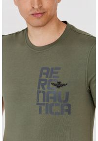 Aeronautica Militare - AERONAUTICA MILITARE Zielony t-shirt męski. Kolor: zielony. Długość rękawa: krótki rękaw. Długość: krótkie. Wzór: haft #3