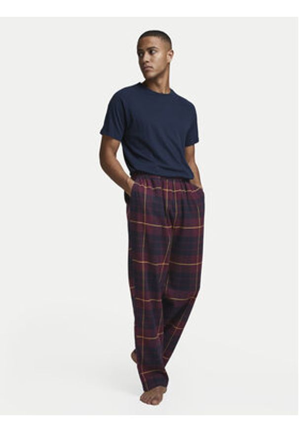 Jack & Jones Spodnie piżamowe Crimon 12182711 Bordowy Regular Fit. Kolor: czerwony. Materiał: bawełna