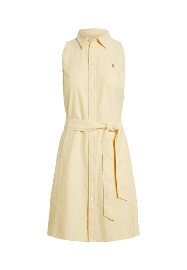 Polo Ralph Lauren Sukienka koszulowa 211968897500 Żółty jasny Regular Fit. Typ kołnierza: polo. Kolor: żółty. Materiał: bawełna. Typ sukienki: koszulowe