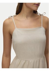 Vero Moda Sukienka letnia Mymilo 10340527 Beżowy Regular Fit. Kolor: beżowy. Materiał: wiskoza. Sezon: lato #3