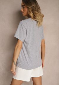 Renee - Szary Bawełniany Basicowy T-shirt Lorseli. Okazja: na co dzień. Kolor: szary. Materiał: bawełna. Styl: klasyczny, elegancki, casual #5
