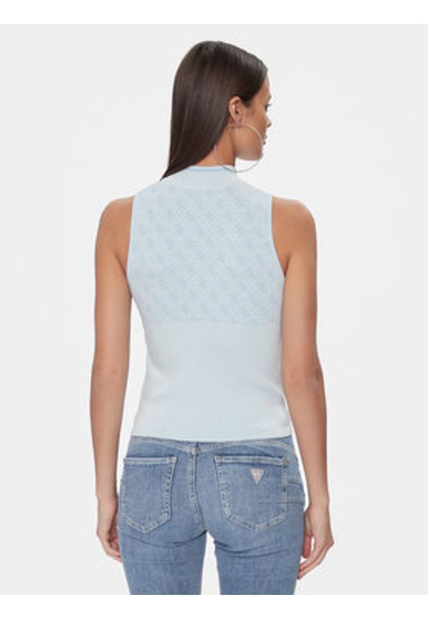 Guess Sweter Lise W3YR26 Z37K0 Błękitny Slim Fit. Kolor: niebieski. Materiał: syntetyk, wiskoza