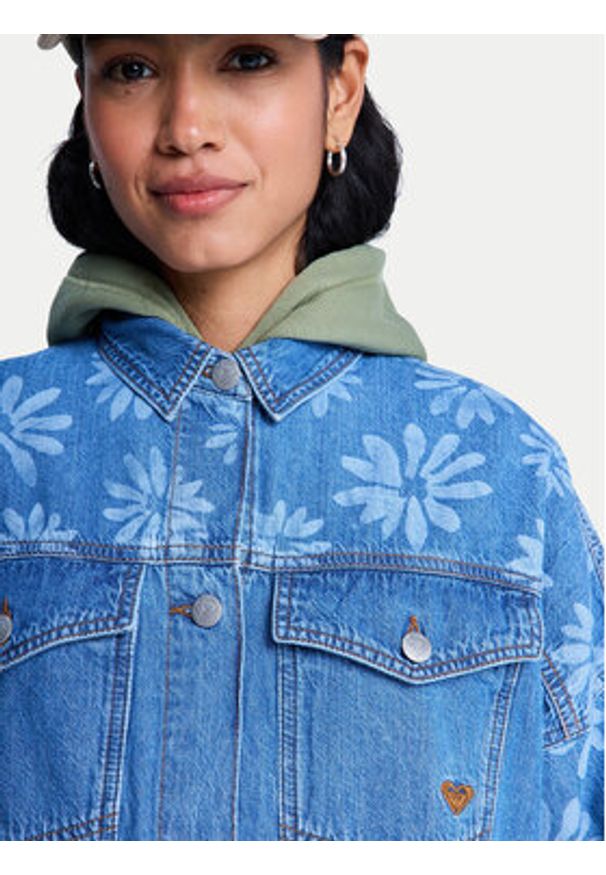 Roxy Kurtka jeansowa Salty Horizon ERJJK03700 Niebieski Regular Fit. Kolor: niebieski. Materiał: bawełna