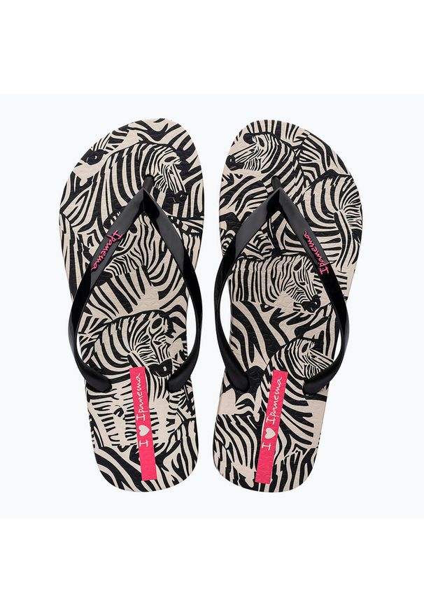 Japonki damskie Ipanema Animal Print VI. Kolor: czarny. Wzór: nadruk