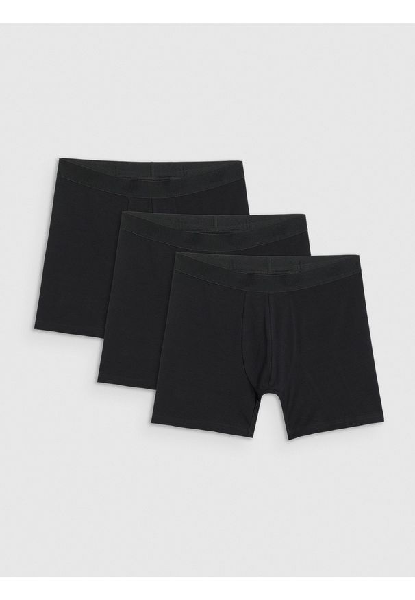 4f - 4F Bielizna bokserki (3-pack) męskie - czarne S. Kolor: czarny. Materiał: guma, bawełna, elastan