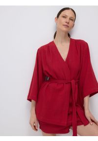 Reserved - Muślinowa sukienka kimono - intenstywna czerwień. Kolor: czerwony. Materiał: bawełna. Długość: mini #1