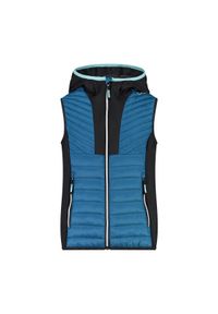 Dziewczęca kurtka bez rękawów z kapturem CMP. Typ kołnierza: kaptur. Kolor: niebieski. Materiał: puch. Długość rękawa: bez rękawów. Styl: młodzieżowy #1