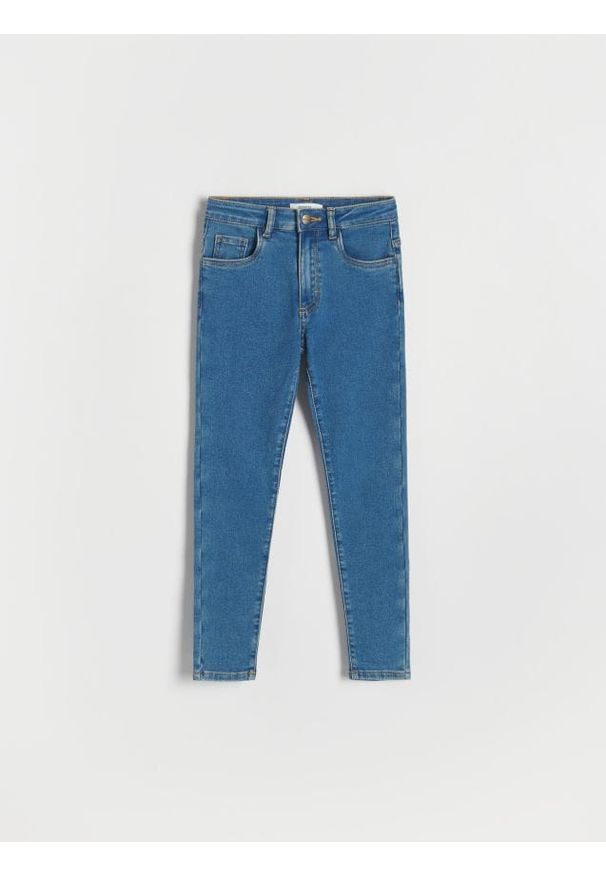 Reserved - Jeansy skinny super soft - niebieski. Kolor: niebieski