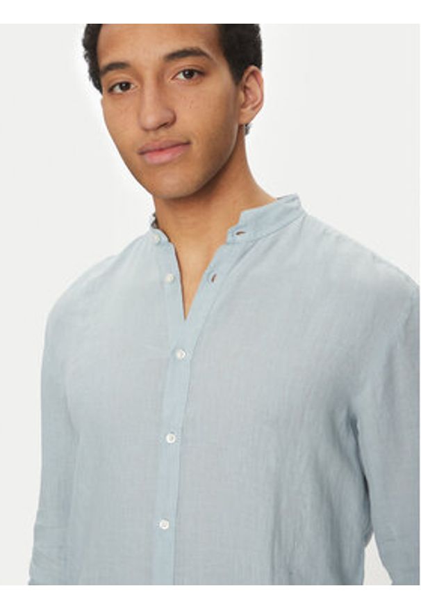 Hugo - HUGO Koszula Elvory 50490740 Błękitny Slim Fit. Kolor: niebieski. Materiał: len