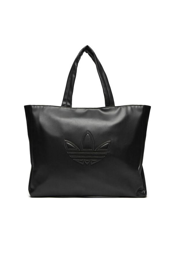 Adidas - adidas Torebka Polyurethane Outline Trefoil Shopper Bag IY4058 Czarny. Kolor: czarny. Materiał: skórzane