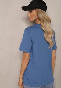 Renee - Niebieska T-shirt Koszulka z Bawełny Delestina. Okazja: na co dzień. Kolor: niebieski. Materiał: bawełna. Styl: casual, elegancki #3