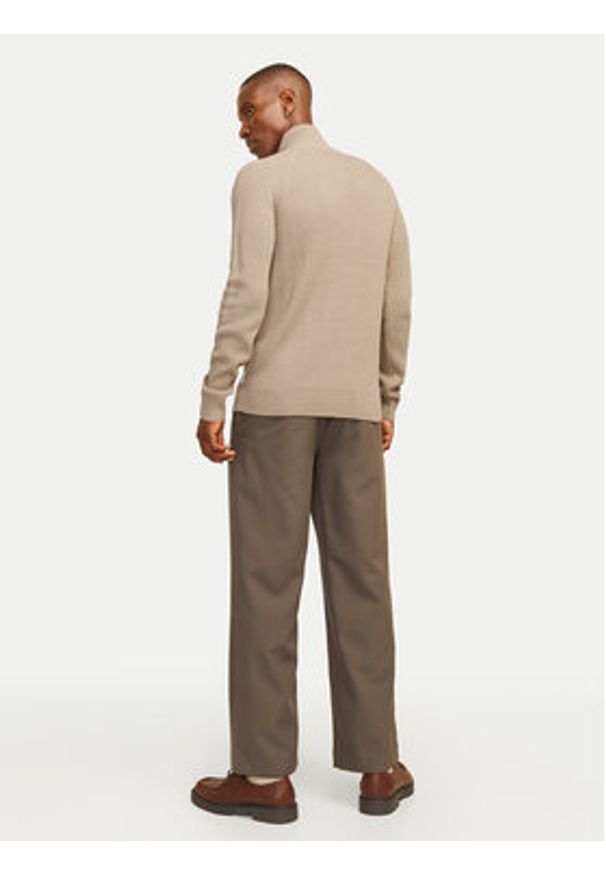 Jack & Jones Sweter Pannel 12258473 Beżowy Regular Fit. Kolor: beżowy. Materiał: bawełna, syntetyk