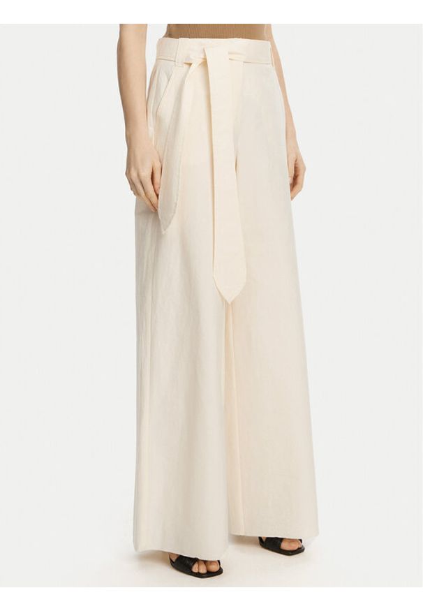 Marella Spodnie palazzo Luca 2513131032 Écru Wide Leg. Materiał: bawełna