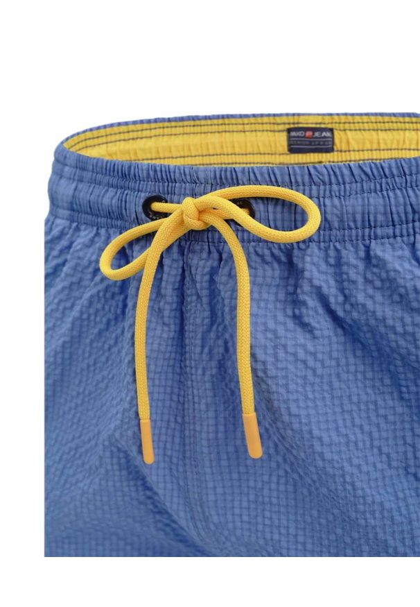 Pako Jeans - Luźne Spodenki Kąpielowe (Plażowe) - PAKO JEANS - Niebieskie. Kolor: niebieski. Materiał: poliester. Wzór: napisy