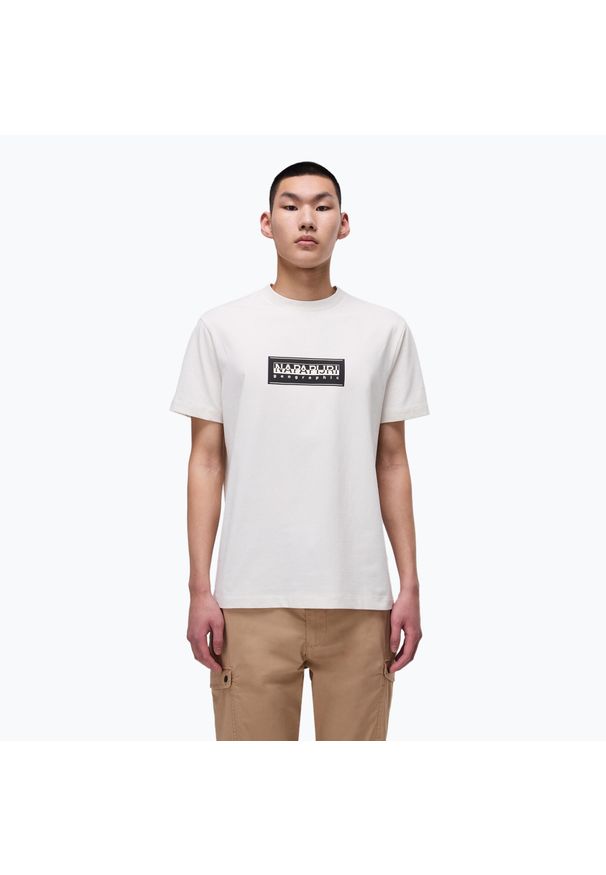 Koszulka męska Napapijri S-Box Logo. Kolor: biały. Sport: turystyka piesza