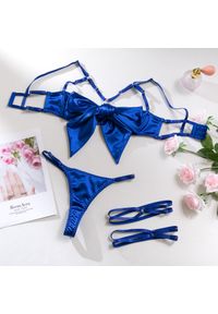 Intica - Komplet bielizny z kokardą regulowane ramiączka elegancki styl Radenka. Kolor: niebieski. Materiał: materiał