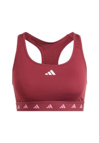 Adidas - Powerreact Training Medium-Support Techfit Bra. Kolor: wielokolorowy, brązowy, czerwony. Materiał: materiał. Technologia: Techfit (Adidas)