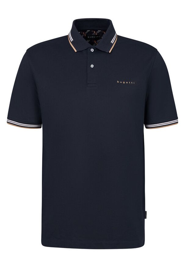 Bugatti Polo 8150-75031C Granatowy Regular Fit. Typ kołnierza: polo. Kolor: niebieski. Materiał: syntetyk