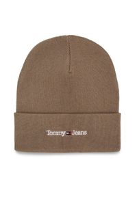 Tommy Jeans Czapka Tjm Sport Beanie AM0AM11016 Brązowy. Kolor: brązowy. Materiał: bawełna. Styl: sportowy #1