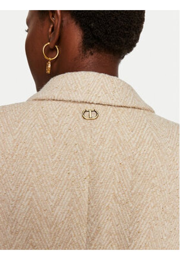 TwinSet - TWINSET Płaszcz zimowy 242TP2670 Beżowy Regular Fit. Kolor: beżowy. Materiał: syntetyk. Sezon: zima