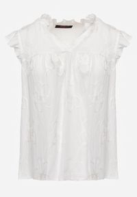 Renee - Biała Haftowana Bluzka z Bawełny Zdobiona Falbankami Bolidia. Typ kołnierza: kołnierz z falbankami. Kolor: biały. Materiał: bawełna. Wzór: haft, aplikacja. Styl: boho #8