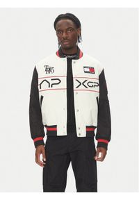 TOMMY HILFIGER - Tommy Hilfiger Kurtka bomber F1 Movie MW0MW41367 Écru Regular Fit. Materiał: syntetyk