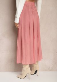 Renee - Ciemnoróżowa Rozkloszowana Spódnica Plisowana z Gumką w Talii Frivia. Kolor: różowy. Materiał: tkanina. Sezon: lato #3
