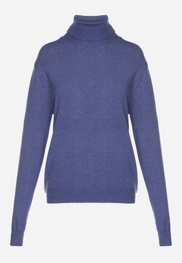 Born2be - Niebieski Klasyczny Golf z Wiskozą i Bawełną Lerella. Okazja: do pracy, na co dzień. Typ kołnierza: golf. Kolekcja: plus size. Kolor: niebieski. Materiał: wiskoza, bawełna. Styl: klasyczny
