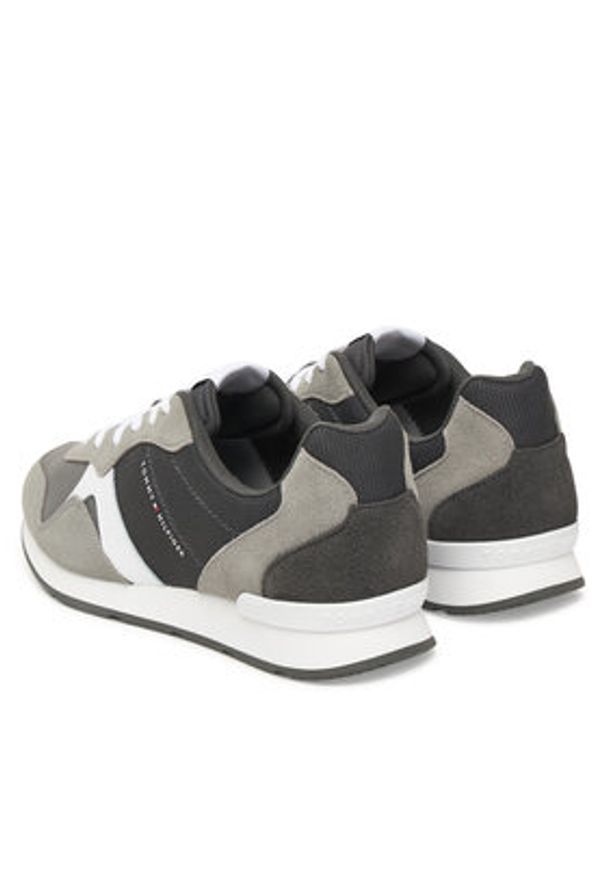 TOMMY HILFIGER - Tommy Hilfiger Sneakersy Runner Icon Mix FM0FM05679 Szary. Kolor: szary. Materiał: skóra, zamsz