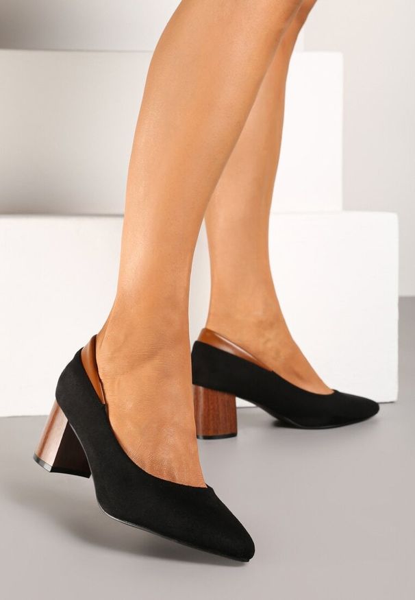 Born2be - Czarne Klasyczne Czółenka na Obcasie Zeiera. Nosek buta: szpiczasty. Kolor: czarny. Materiał: jeans. Sezon: wiosna, lato. Obcas: na obcasie. Styl: klasyczny. Wysokość obcasa: średni