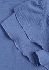 Born2be - Granatowa Trapezowa Sukienka z Krótkim Rękawem z Falbankami Wiązana Cienkim Paskiem Rissalia. Typ kołnierza: kołnierz z falbankami. Kolor: niebieski. Długość rękawa: krótki rękaw. Typ sukienki: trapezowe. Styl: klasyczny #4