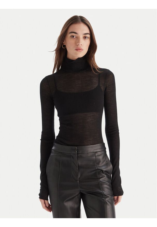 Patrizia Pepe Bluzka 2K0347/K034-K103 Czarny Slim Fit. Kolor: czarny. Materiał: wełna