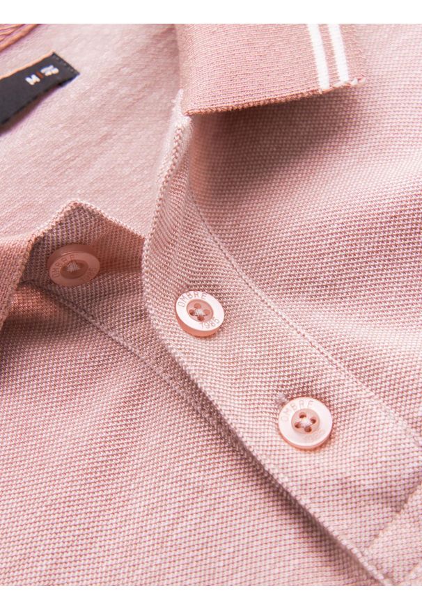 Ombre Clothing - Męski melanżowy longsleeve polo z haftem – różowy melanż V2. Okazja: na co dzień. Typ kołnierza: polo. Kolor: różowy. Materiał: bawełna, dzianina. Długość rękawa: długi rękaw. Długość: długie. Wzór: melanż, haft. Styl: klasyczny, sportowy, casual