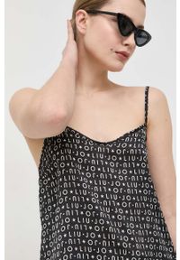 Liu Jo bluzka kolor czarny. Kolor: czarny. Materiał: tkanina, satyna, materiał, koronka. Długość rękawa: na ramiączkach. Wzór: ze splotem #4