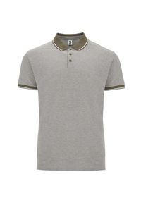 ROLY - Męska Koszulka Polo Bowie. Typ kołnierza: polo. Kolor: szary, wielokolorowy, zielony #1