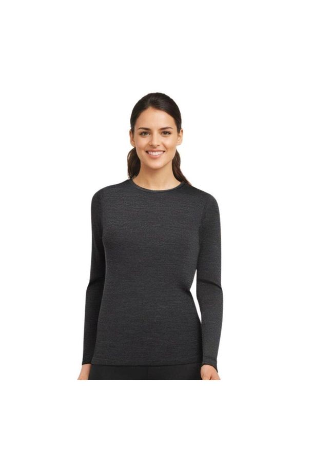 FJORK MERINO - Koszulka z długim rękawem damska 100% wełny merynosów - Bjork 210. Kolor: szary. Materiał: wełna. Długość rękawa: długi rękaw. Długość: długie