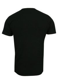 Czarny T-shirt Męski, Krótki Rękaw -Just Yuppi- Koszulka, BASIC, Jednokolorowa, U-Neck. Okazja: na co dzień. Kolor: czarny. Materiał: elastan, bawełna. Długość rękawa: krótki rękaw. Długość: krótkie. Styl: casual #2