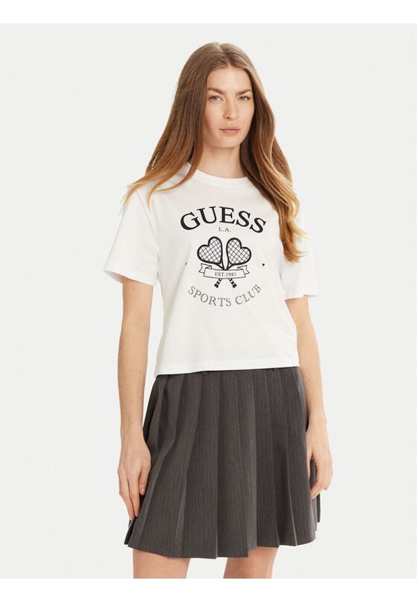 Guess T-Shirt V5GI04 I3Z14 Biały Regular Fit. Kolor: biały. Materiał: bawełna