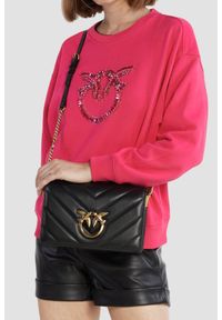 Pinko - PINKO Czarna kopertówka Love Click Classic. Kolor: czarny. Materiał: skórzane, pikowane. Styl: elegancki #3
