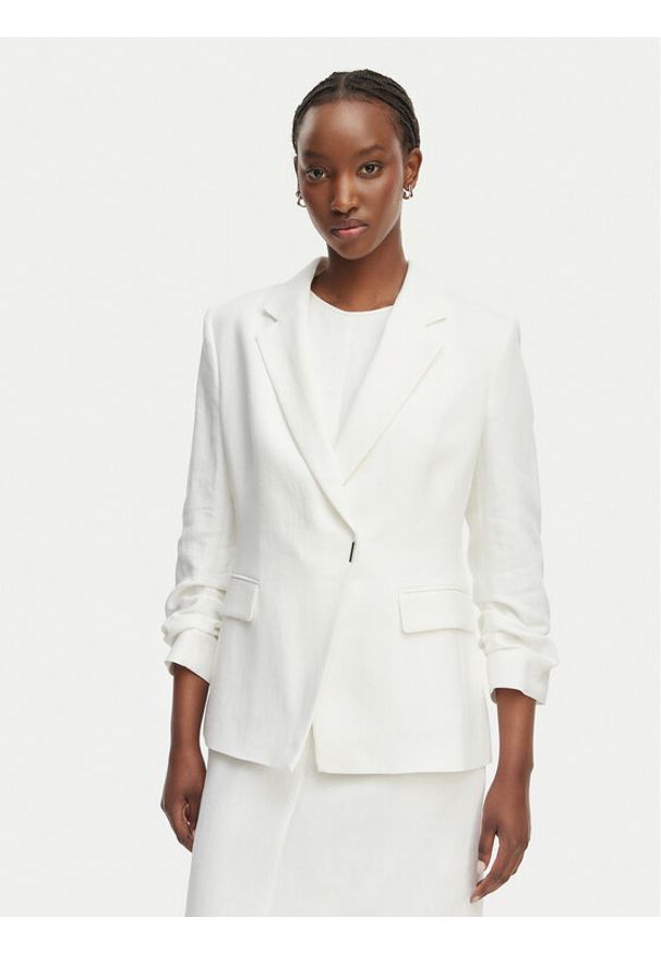BOSS Marynarka Jia8 50557249 Biały Slim Fit. Kolor: biały. Materiał: len, wiskoza